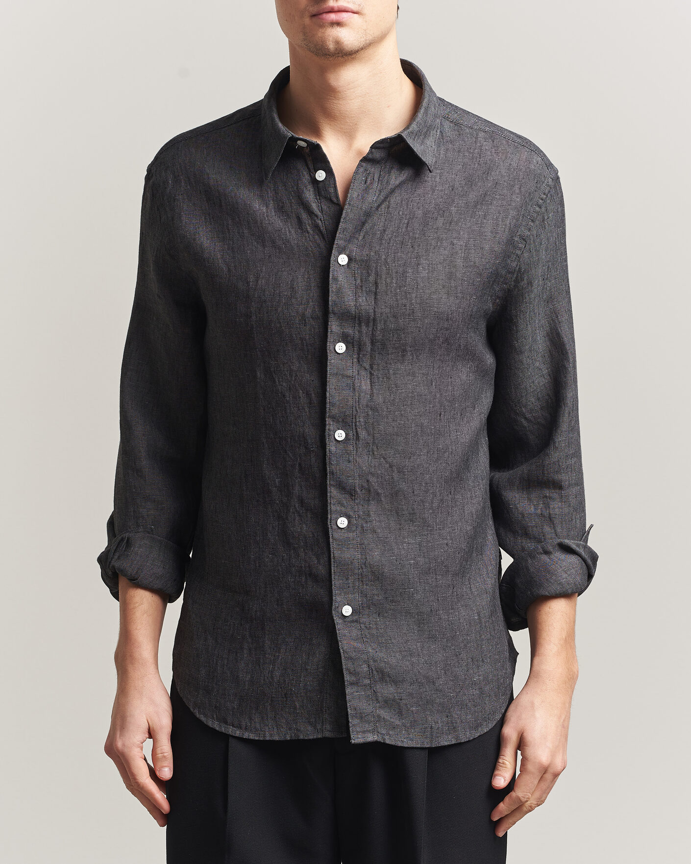 Mies | Kauluspaidat | J.Lindeberg | Marlon Linen Melange Shirt Black