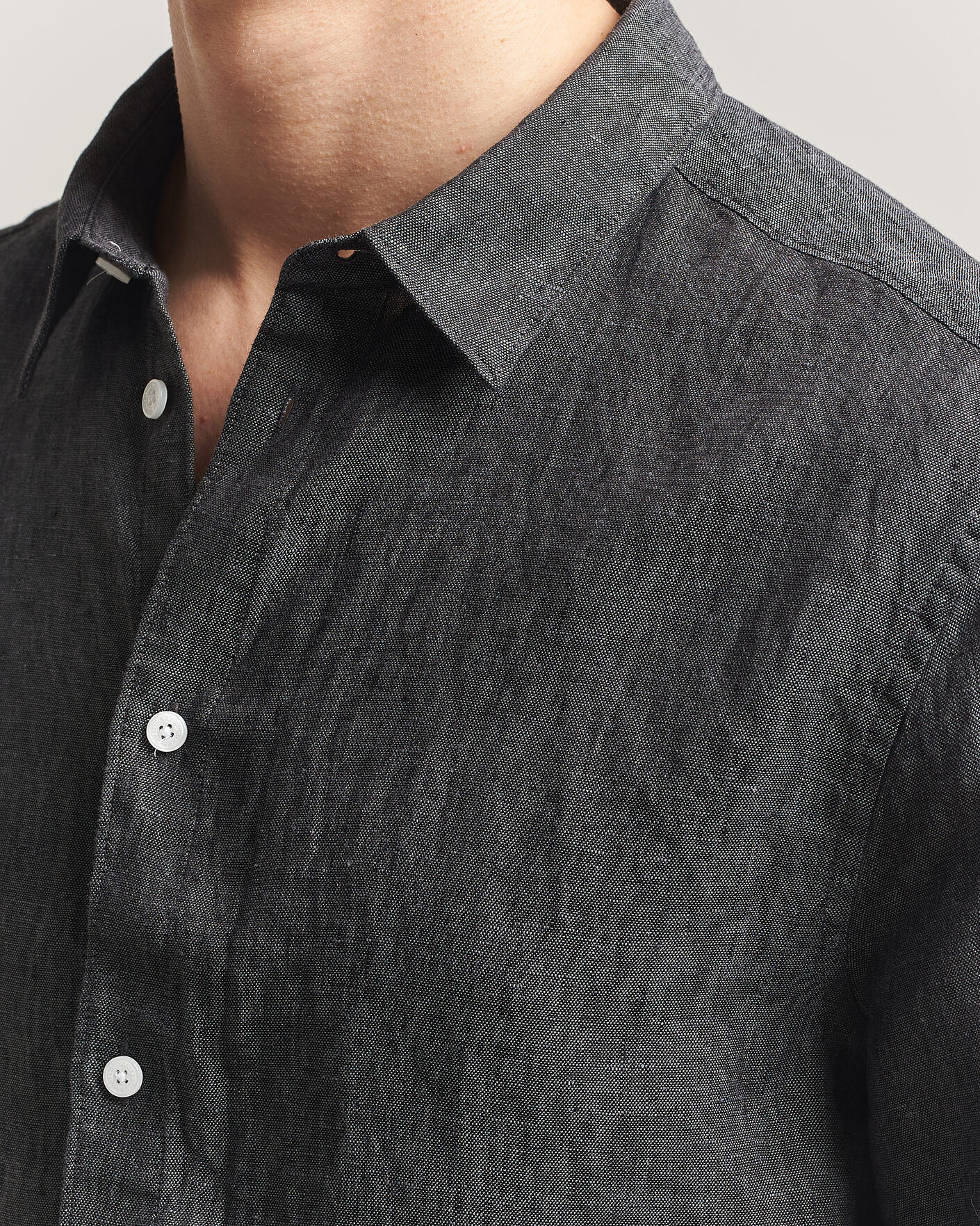 Mies | Kauluspaidat | J.Lindeberg | Marlon Linen Melange Shirt Black