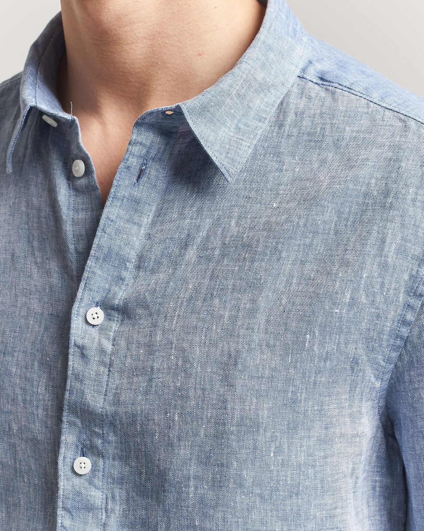 Mies | Kauluspaidat | J.Lindeberg | Marlon Linen Melange Shirt Federal Blue
