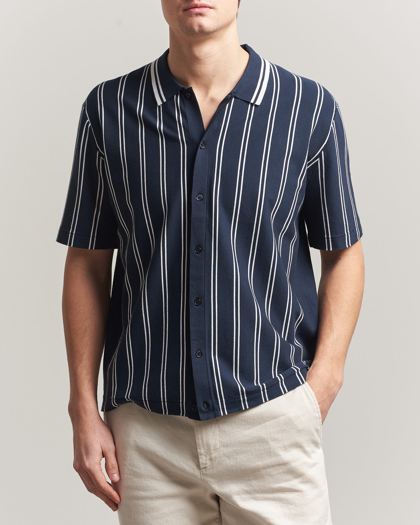 Mies | Kauluspaidat | J.Lindeberg | Rue Knit Short Sleeve Shirt JL Navy