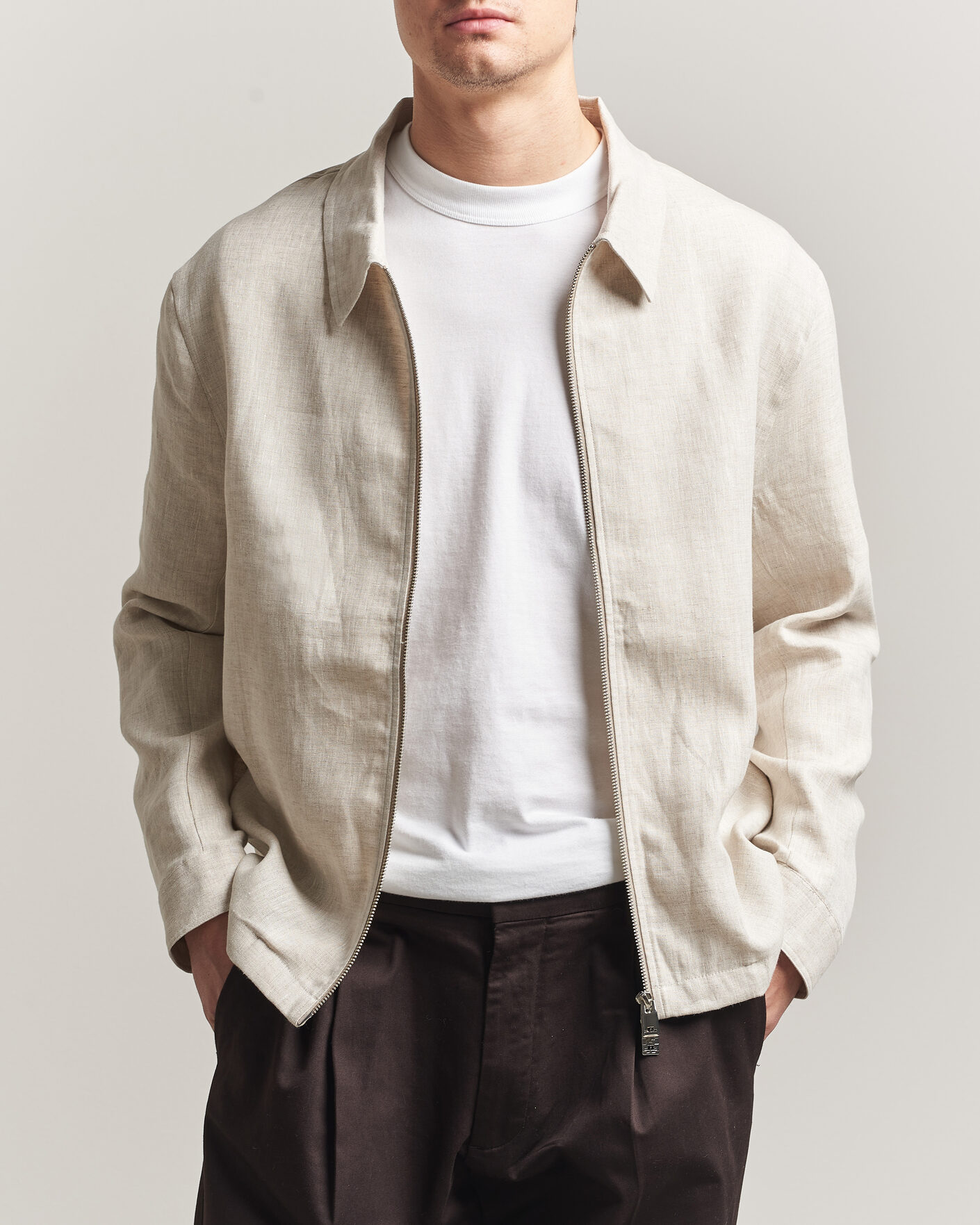 Mies | Kauluspaidat | J.Lindeberg | Julius Drape Linen Overshirt Moonbeam