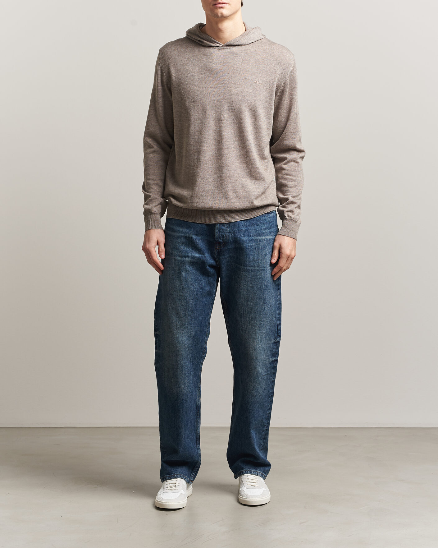 Mies | Puserot | J.Lindeberg | Karl Merino Hoodie Brindle Melange