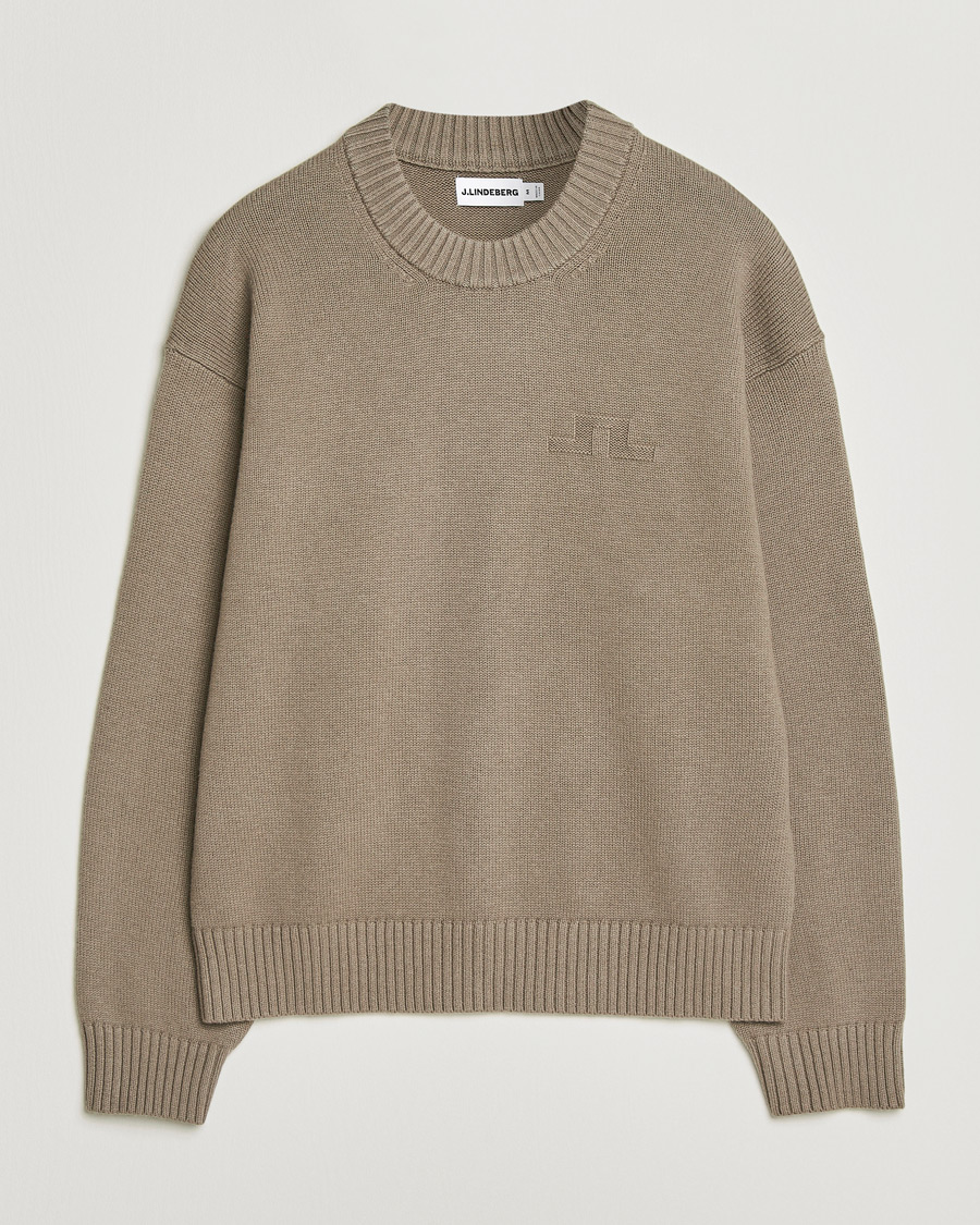 Mies | Puserot | J.Lindeberg | Eddy Cotton Wool Crew Neck Brindle