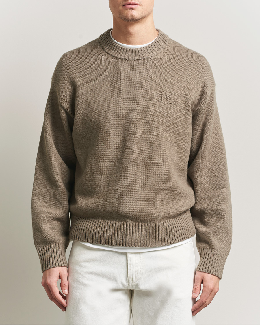 Mies | Puserot | J.Lindeberg | Eddy Cotton Wool Crew Neck Brindle
