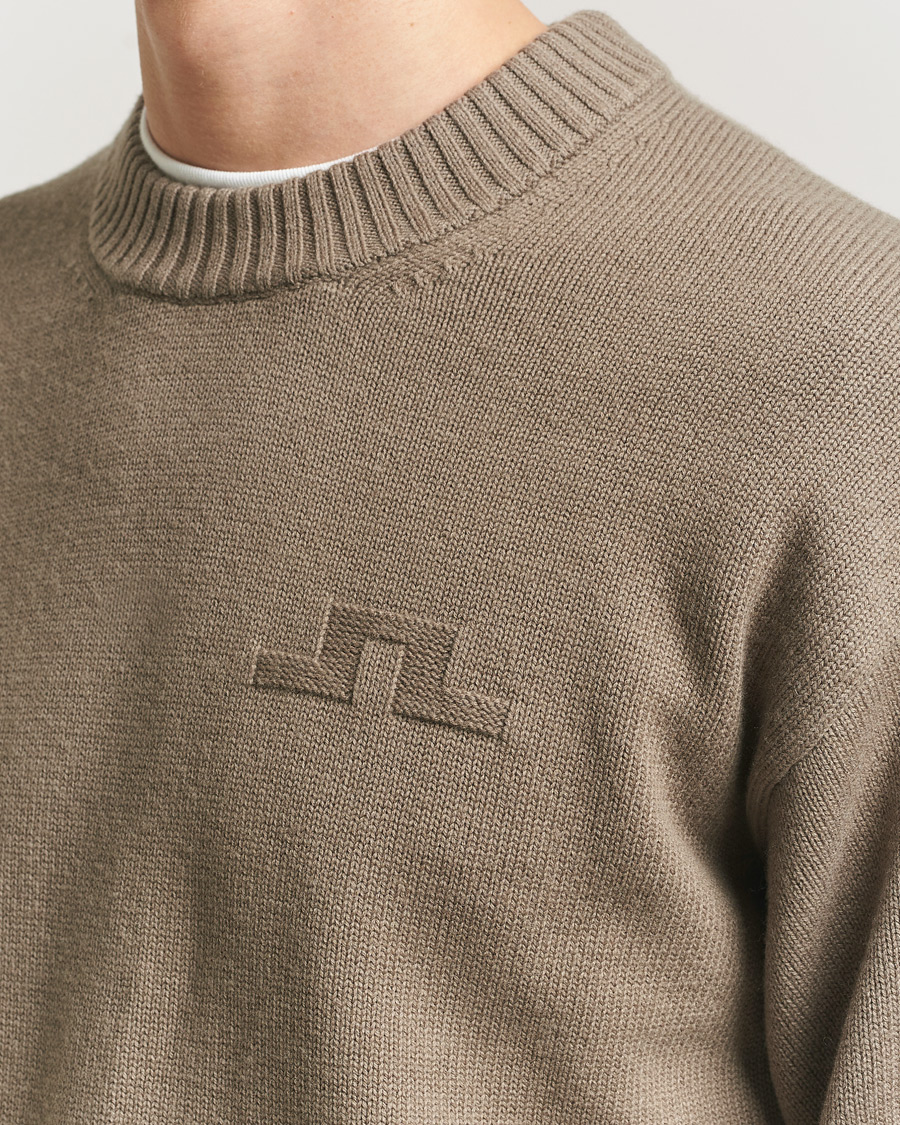 Mies | Puserot | J.Lindeberg | Eddy Cotton Wool Crew Neck Brindle