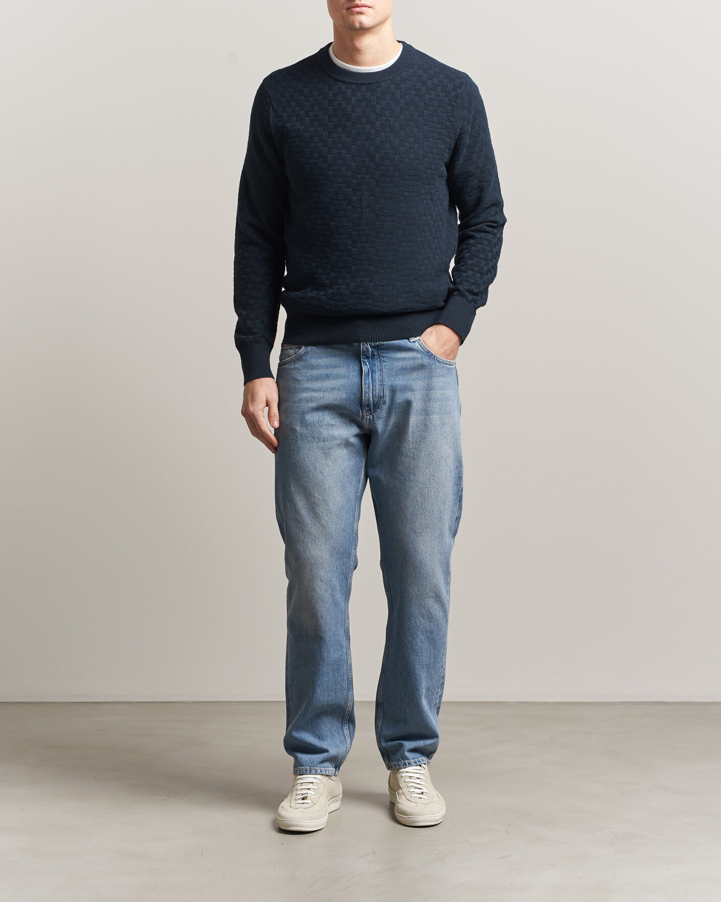 Mies | Puserot | J.Lindeberg | Arthur Knit Cotton Sweater JL Navy