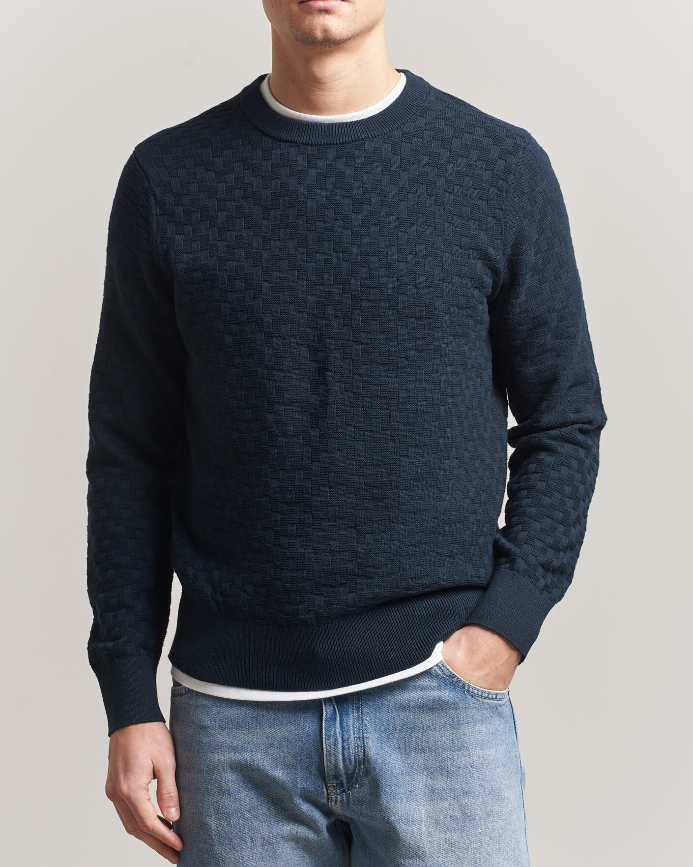 Mies | Puserot | J.Lindeberg | Arthur Knit Cotton Sweater JL Navy