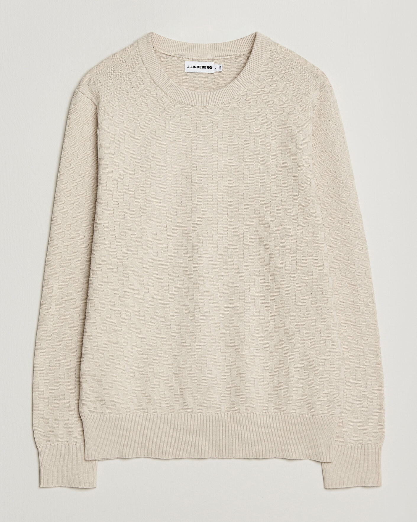 Mies | Puserot | J.Lindeberg | Arthur Knit Cotton Sweater Moonbeam
