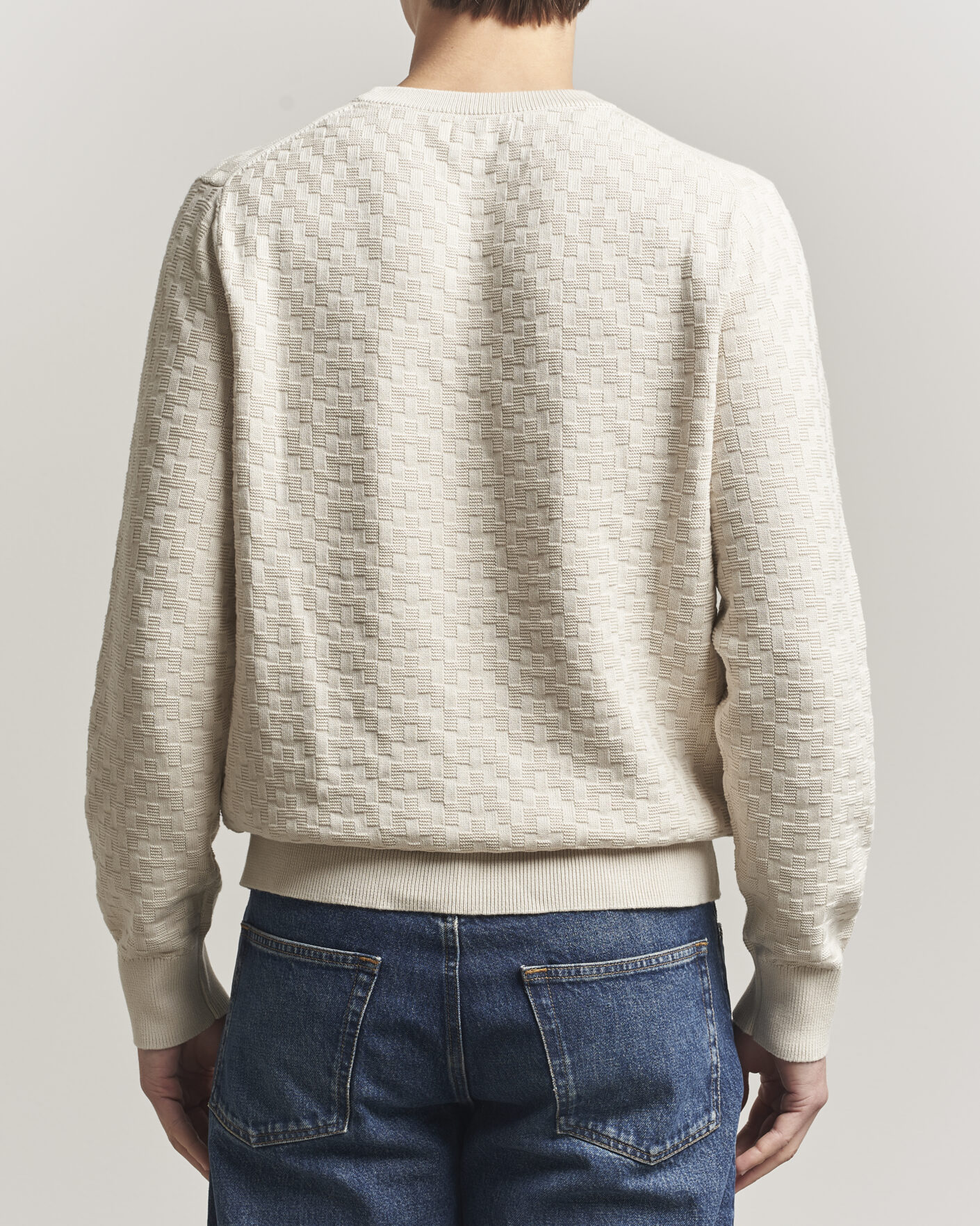 Mies | Puserot | J.Lindeberg | Arthur Knit Cotton Sweater Moonbeam
