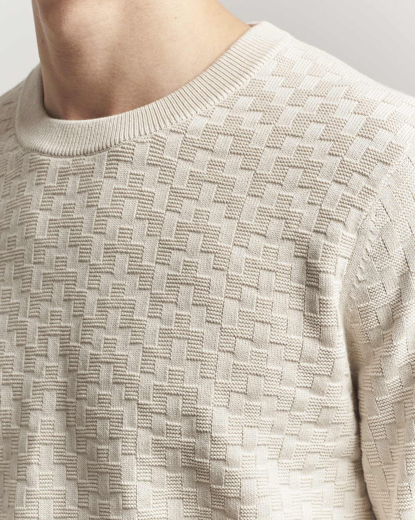 Mies | Puserot | J.Lindeberg | Arthur Knit Cotton Sweater Moonbeam