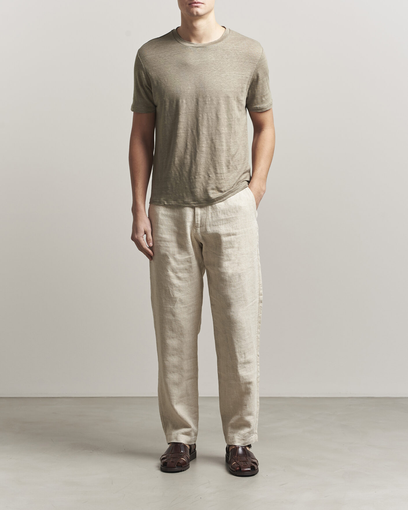 Mies | T-paidat | J.Lindeberg | Coma Linen T-Shirt Brindle