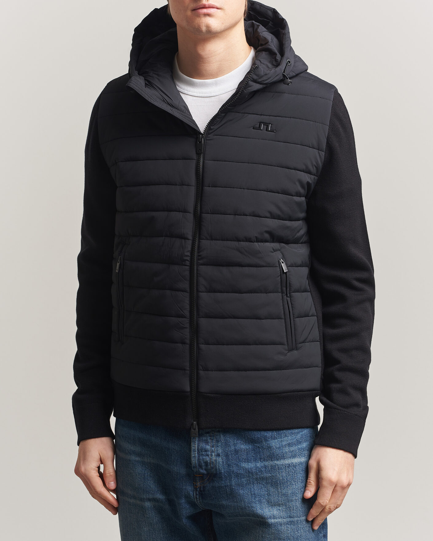 Mies | Takit | J.Lindeberg | Ebbe Hybrid Knit Hoodie Black