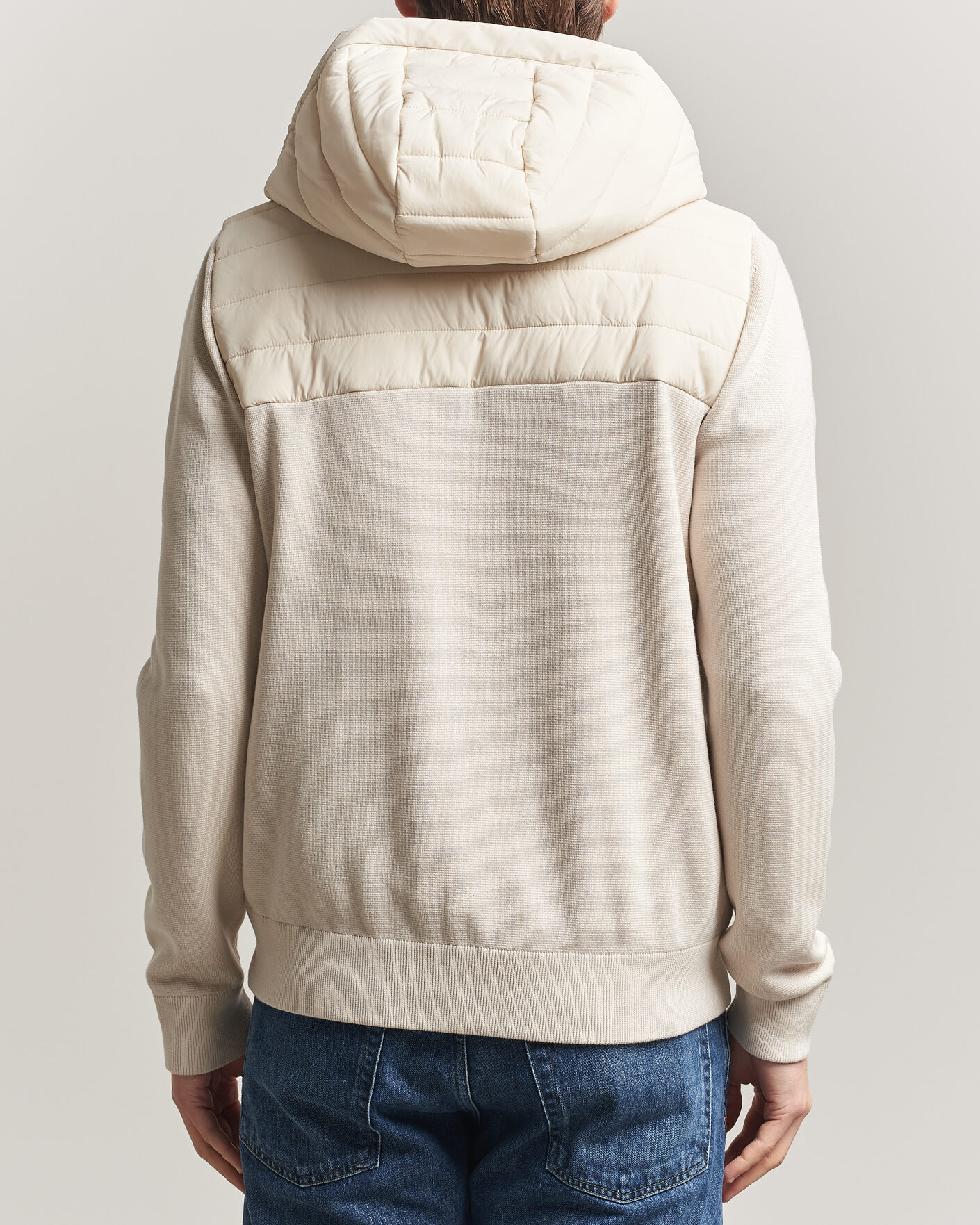 Mies | Takit | J.Lindeberg | Ebbe Hybrid Knit Hoodie Moonbeam