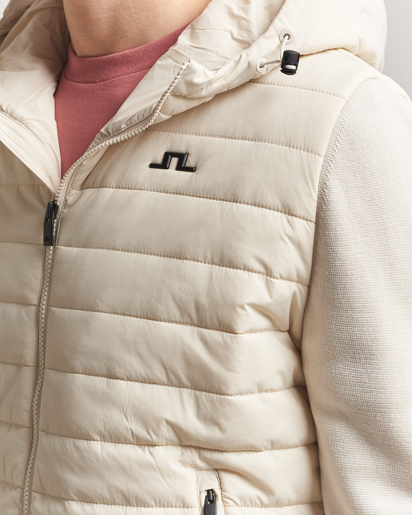 Mies | Takit | J.Lindeberg | Ebbe Hybrid Knit Hoodie Moonbeam