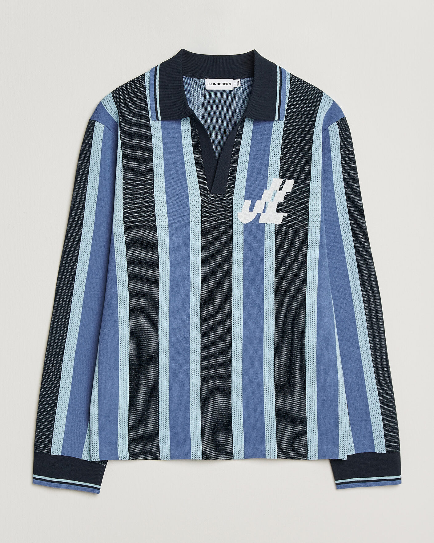 Mies | Pikeet | J.Lindeberg | Silas Stripe Polo Knit JL Navy