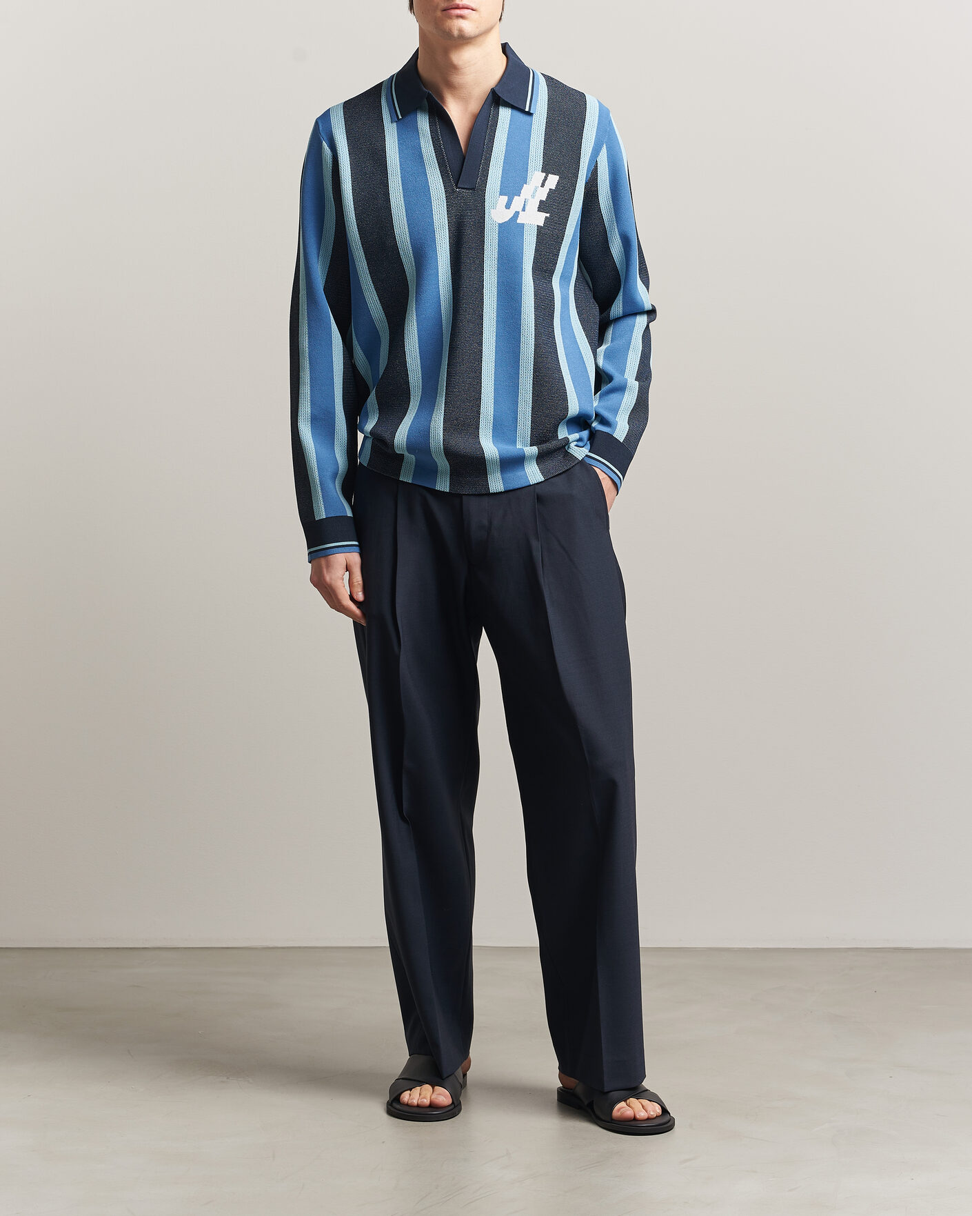 Mies | Pikeet | J.Lindeberg | Silas Stripe Polo Knit JL Navy