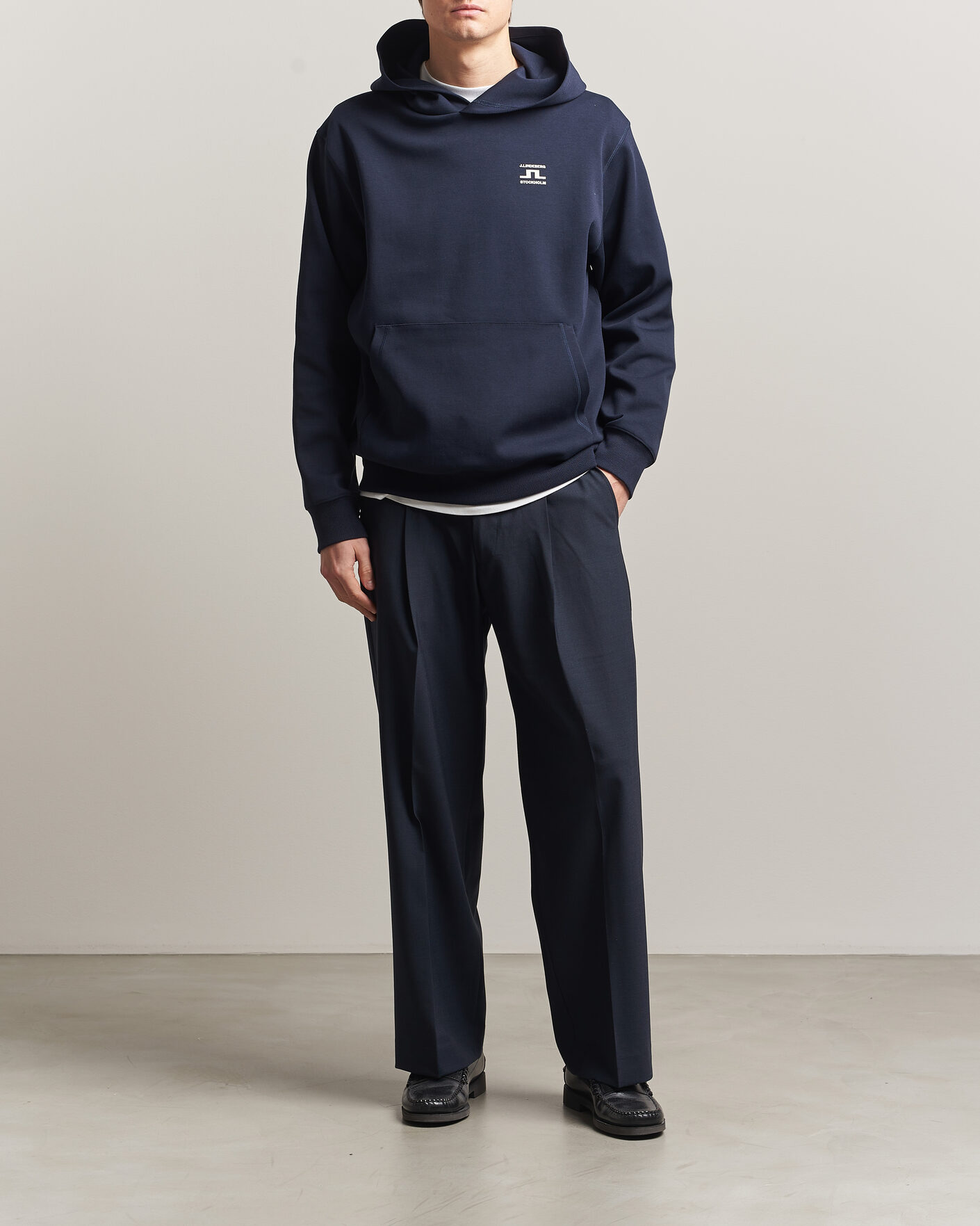 Mies | Puserot | J.Lindeberg | Club Printed Hoodie JL Navy