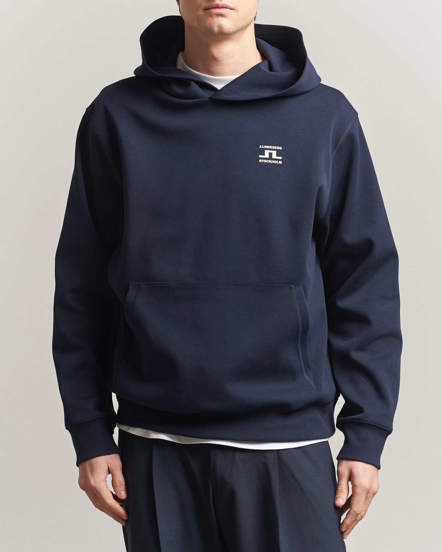 Mies | Puserot | J.Lindeberg | Club Printed Hoodie JL Navy