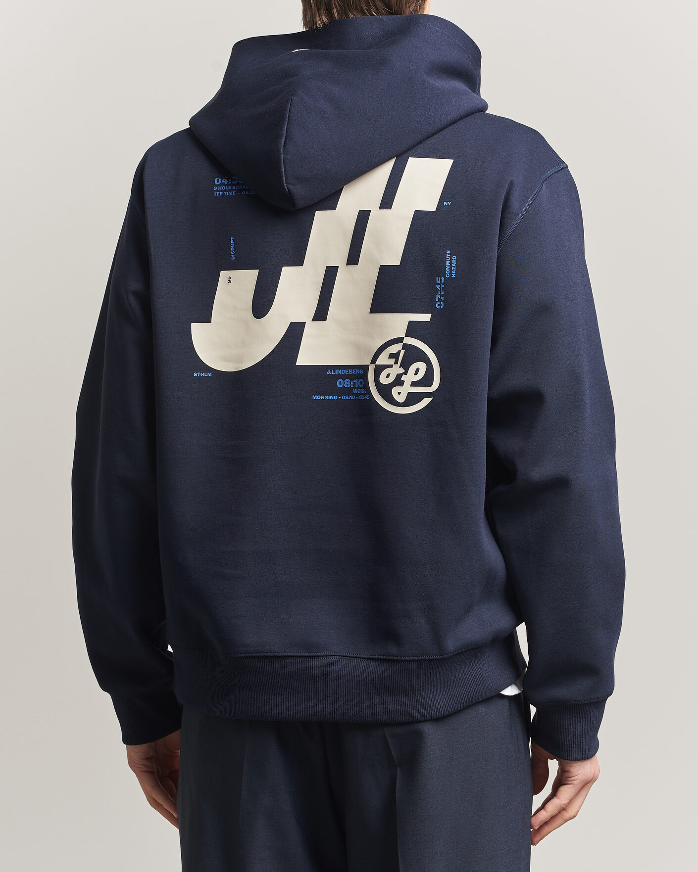 Mies | Puserot | J.Lindeberg | Club Printed Hoodie JL Navy