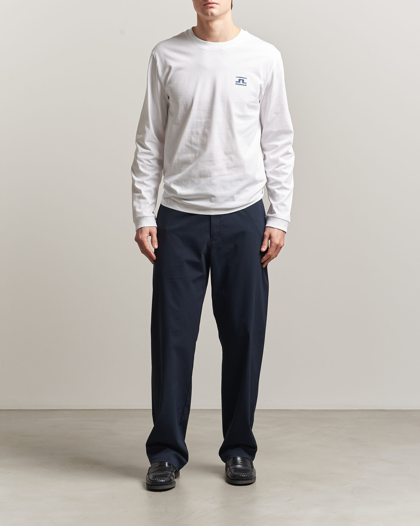 Mies | T-paidat | J.Lindeberg | Parcie Long Sleeve T-Shirt White