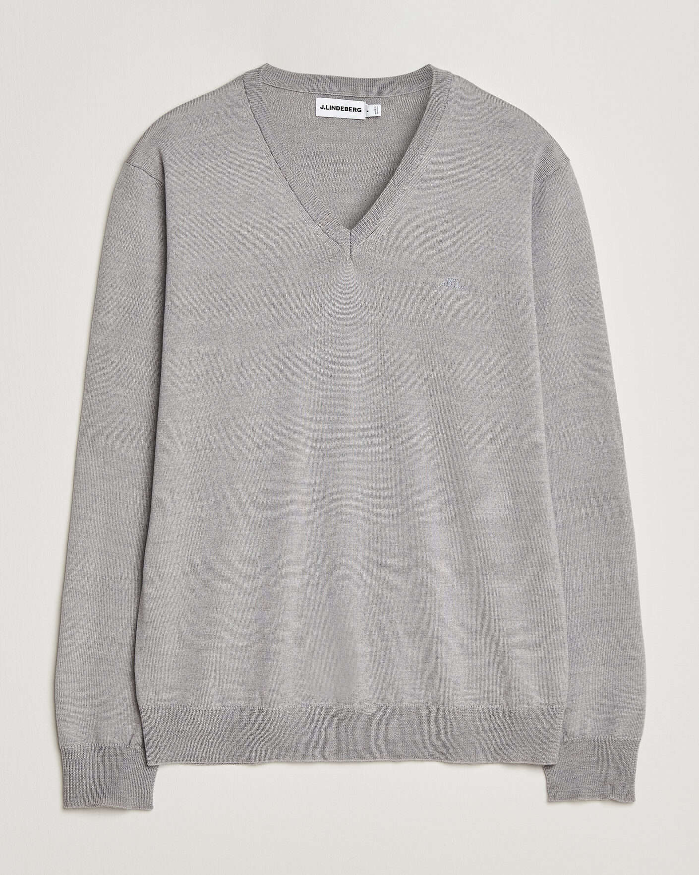 Mies | Puserot | J.Lindeberg | Lymann Merino V-Neck Pullover Light Grey Melange