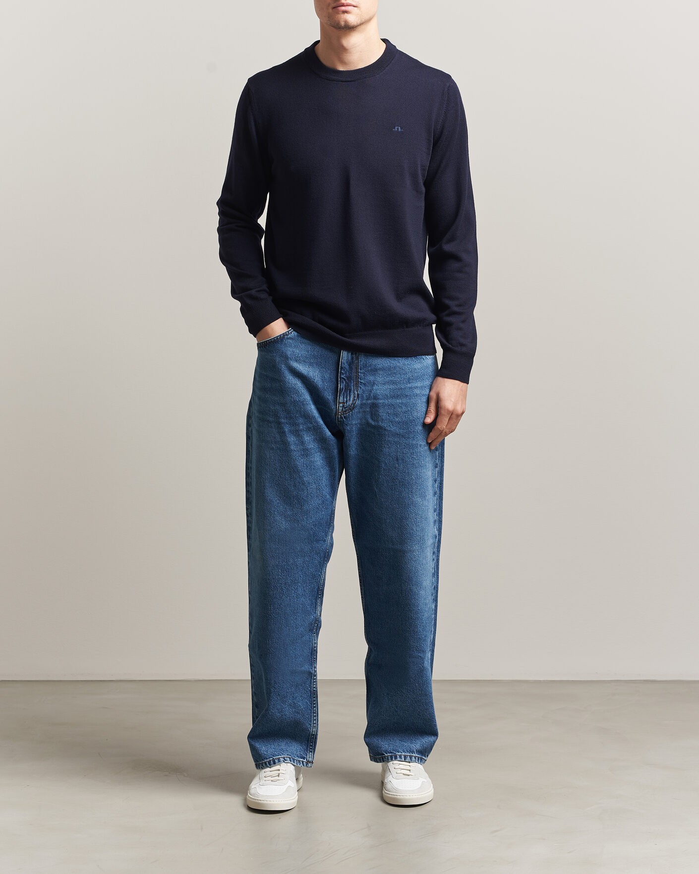 Mies | Puserot | J.Lindeberg | Keane Merino Crew Neck Pullover JL Navy