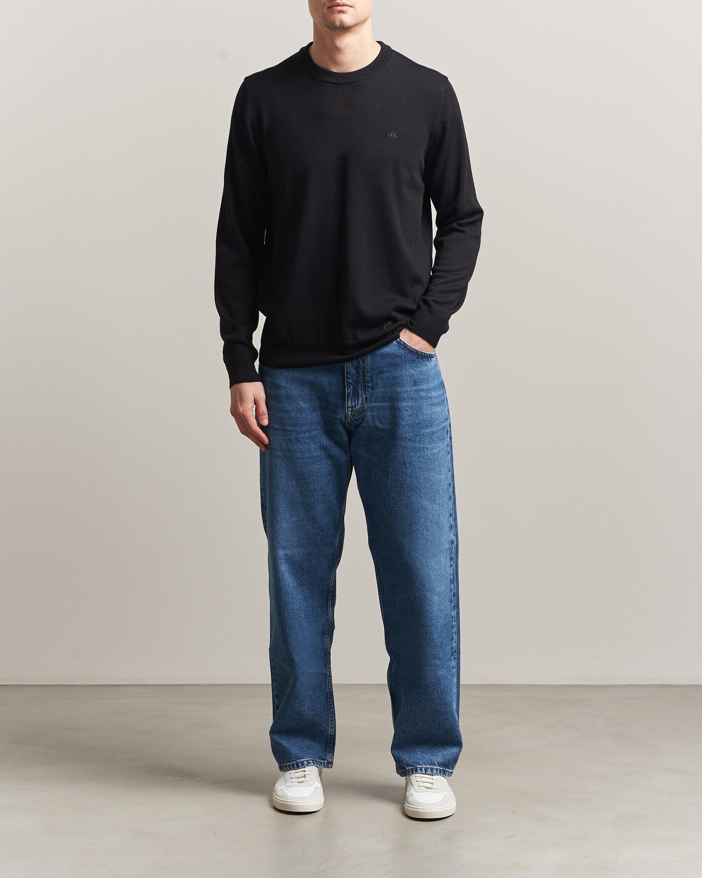 Mies | Puserot | J.Lindeberg | Keane Merino Crew Neck Pullover Black