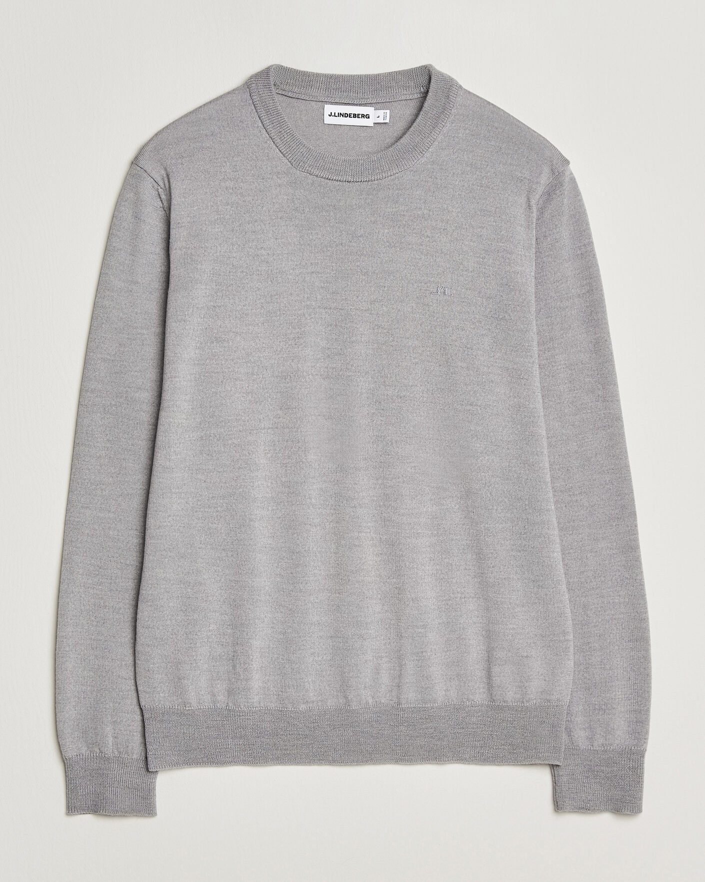 Mies | Puserot | J.Lindeberg | Keane Merino Crew Neck Pullover Light Grey Melange