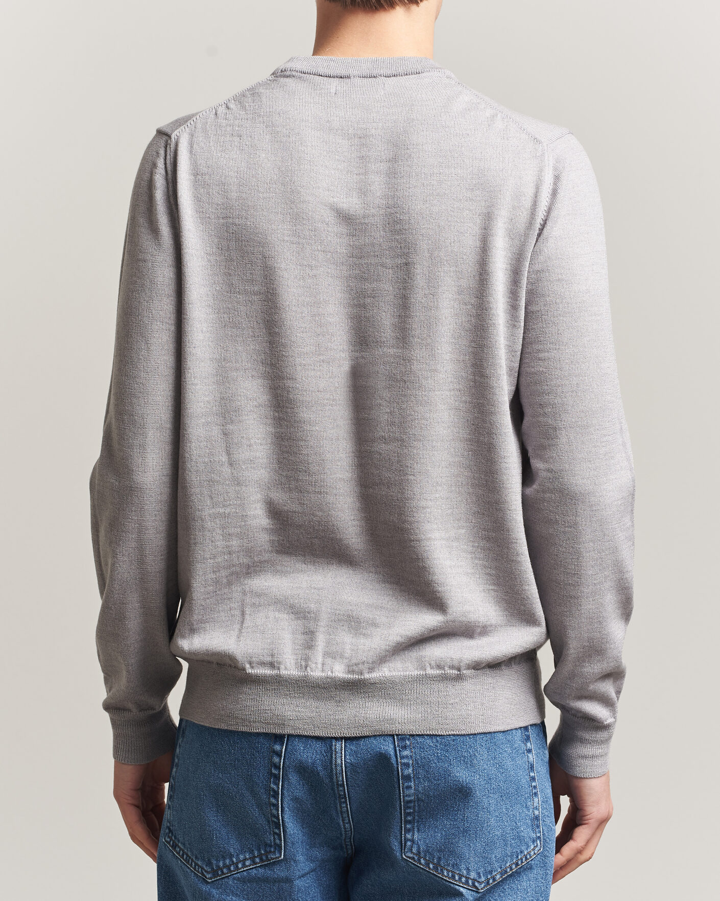 Mies | Puserot | J.Lindeberg | Keane Merino Crew Neck Pullover Light Grey Melange