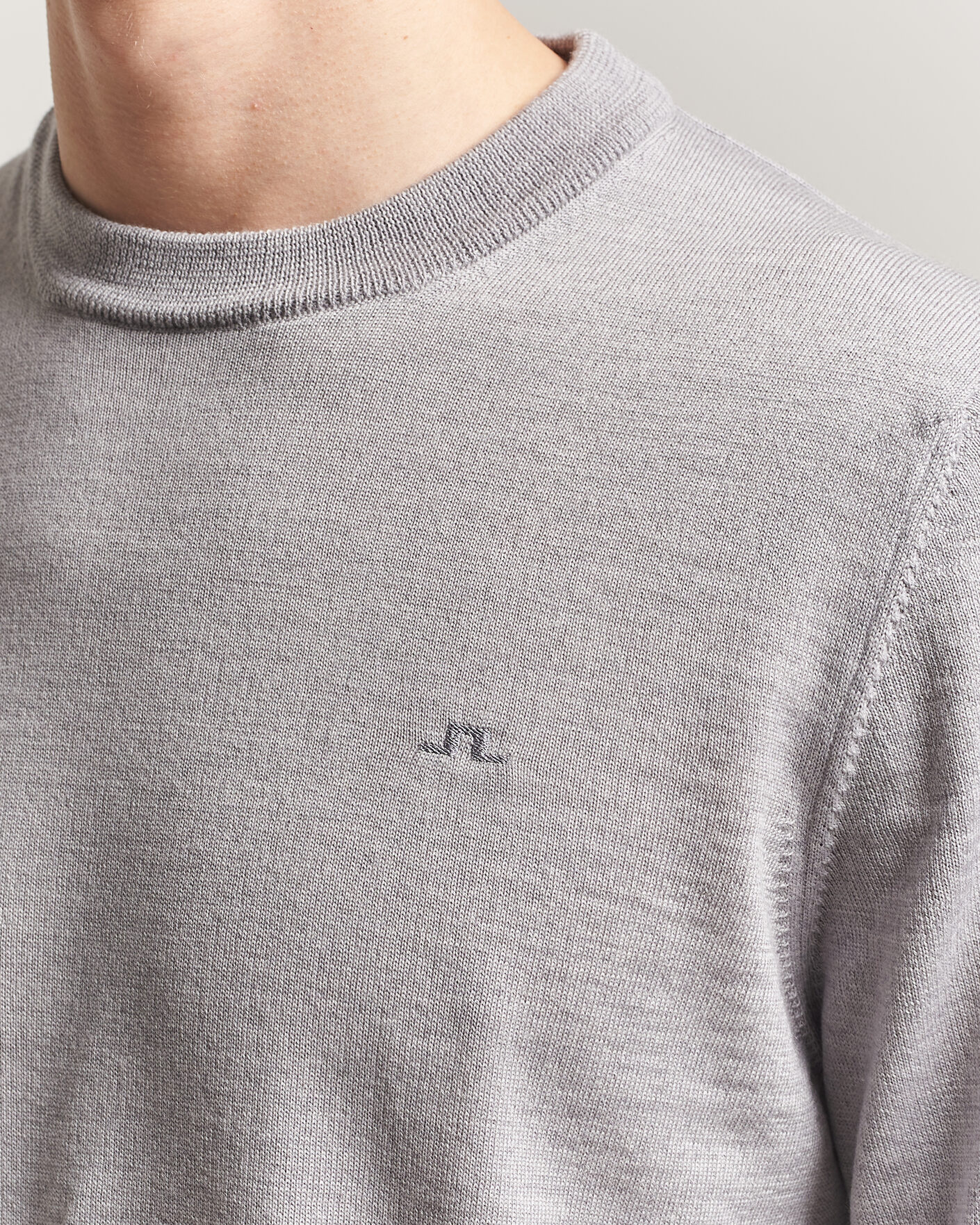 Mies | Puserot | J.Lindeberg | Keane Merino Crew Neck Pullover Light Grey Melange