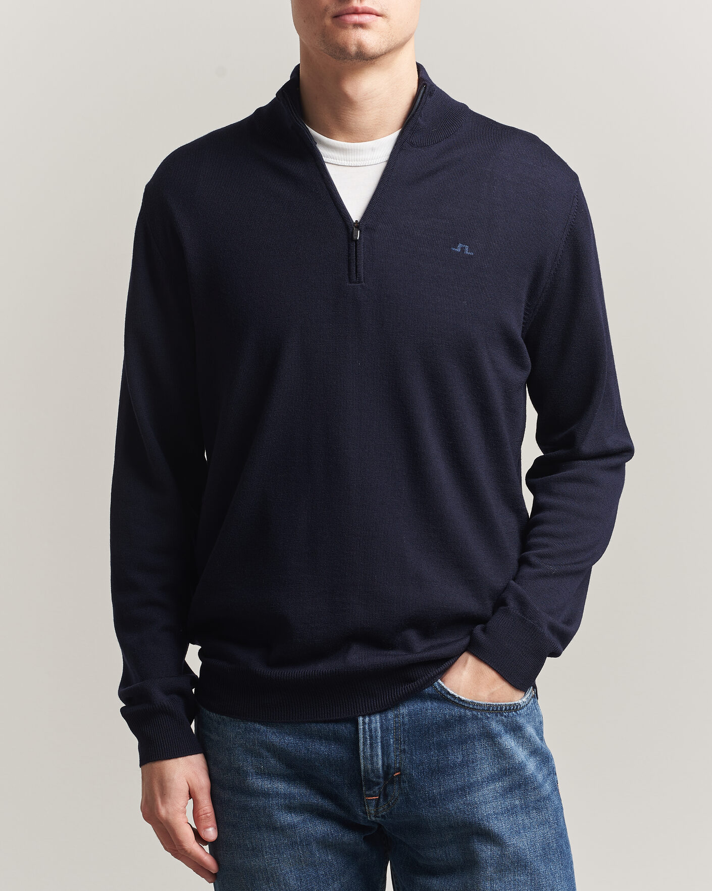 Mies | Puserot | J.Lindeberg | Kiyan Merino Half Zip JL Navy