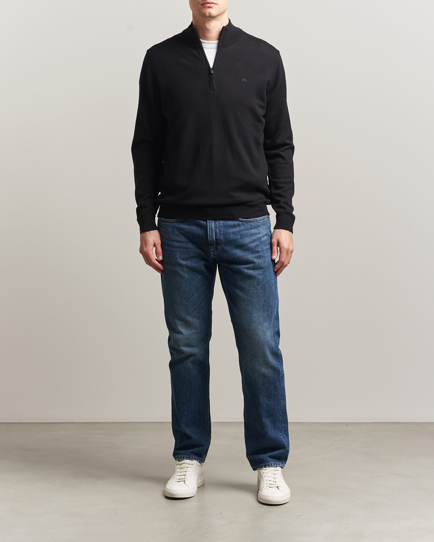 Mies | Puserot | J.Lindeberg | Kiyan Merino Half Zip Black