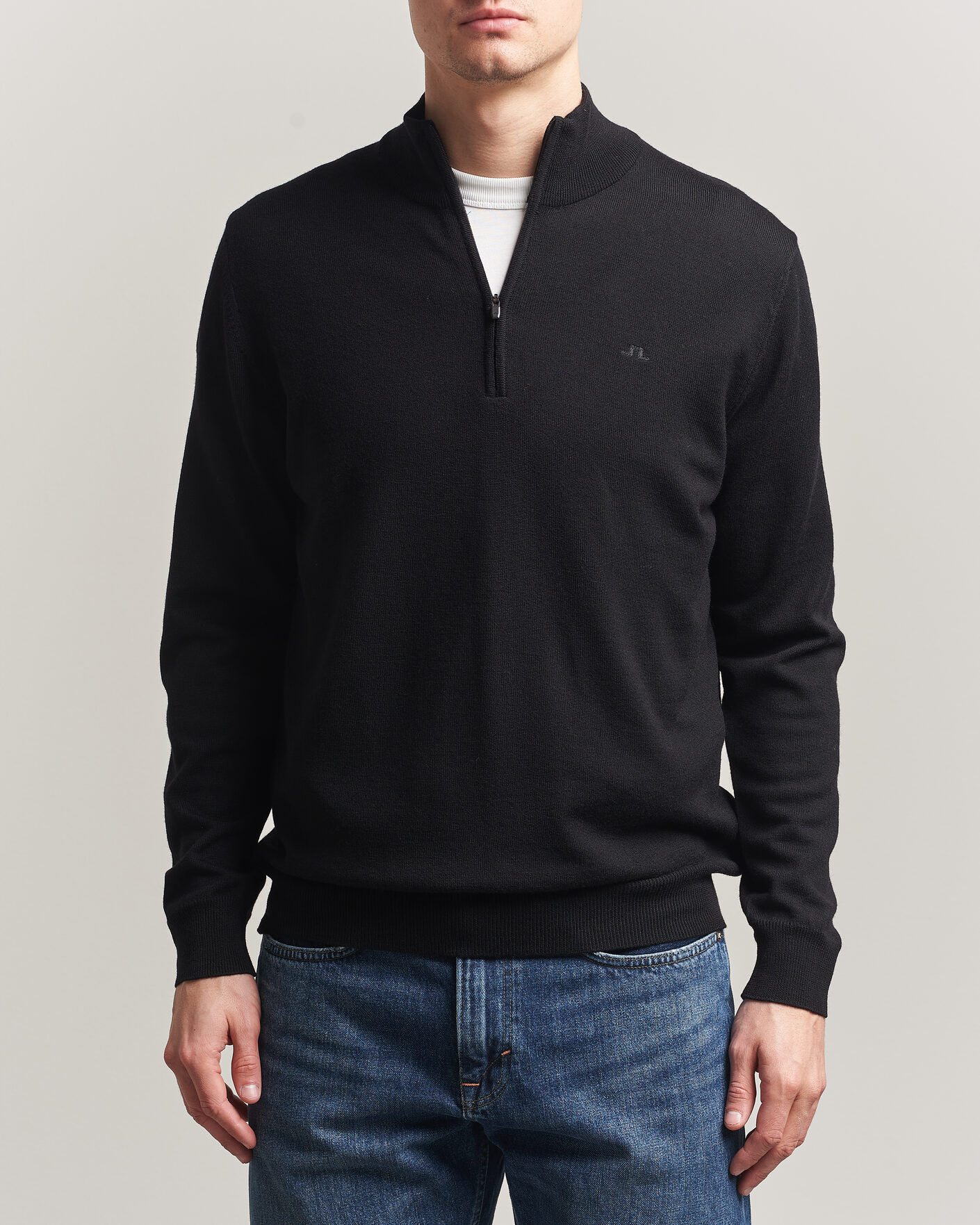 Mies | Puserot | J.Lindeberg | Kiyan Merino Half Zip Black
