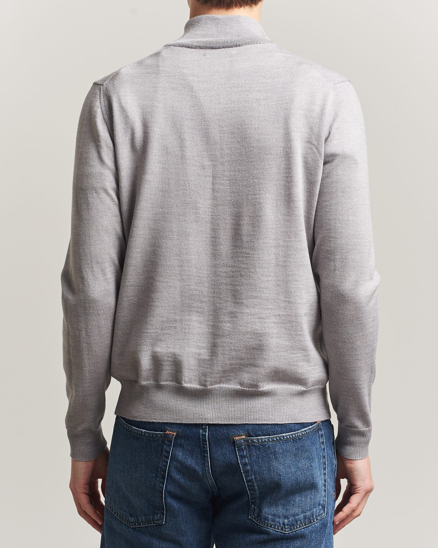 Mies | Puserot | J.Lindeberg | Kiyan Merino Half Zip Light Grey Melange