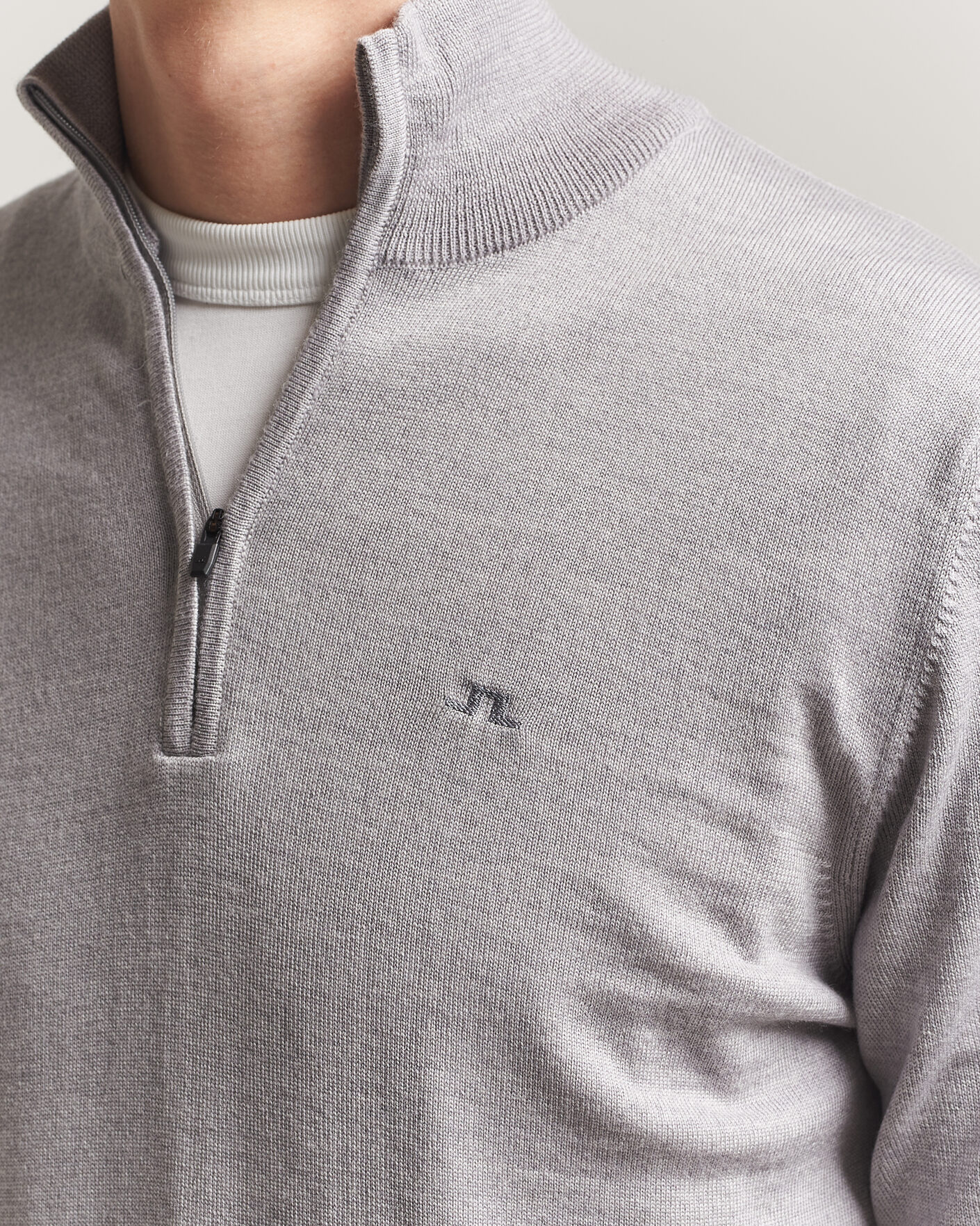 Mies | Puserot | J.Lindeberg | Kiyan Merino Half Zip Light Grey Melange