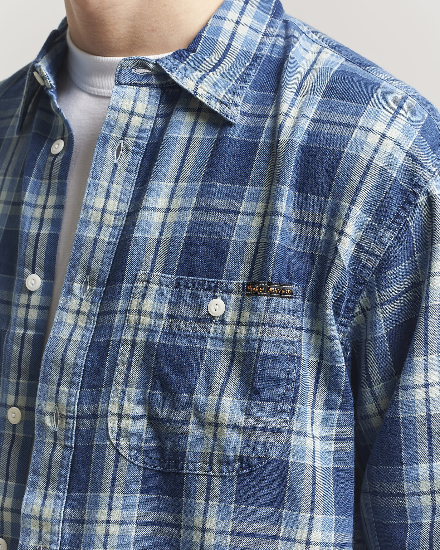 Mies | Kauluspaidat | Nudie Jeans | Julian Checked Worker Shirt Indigo