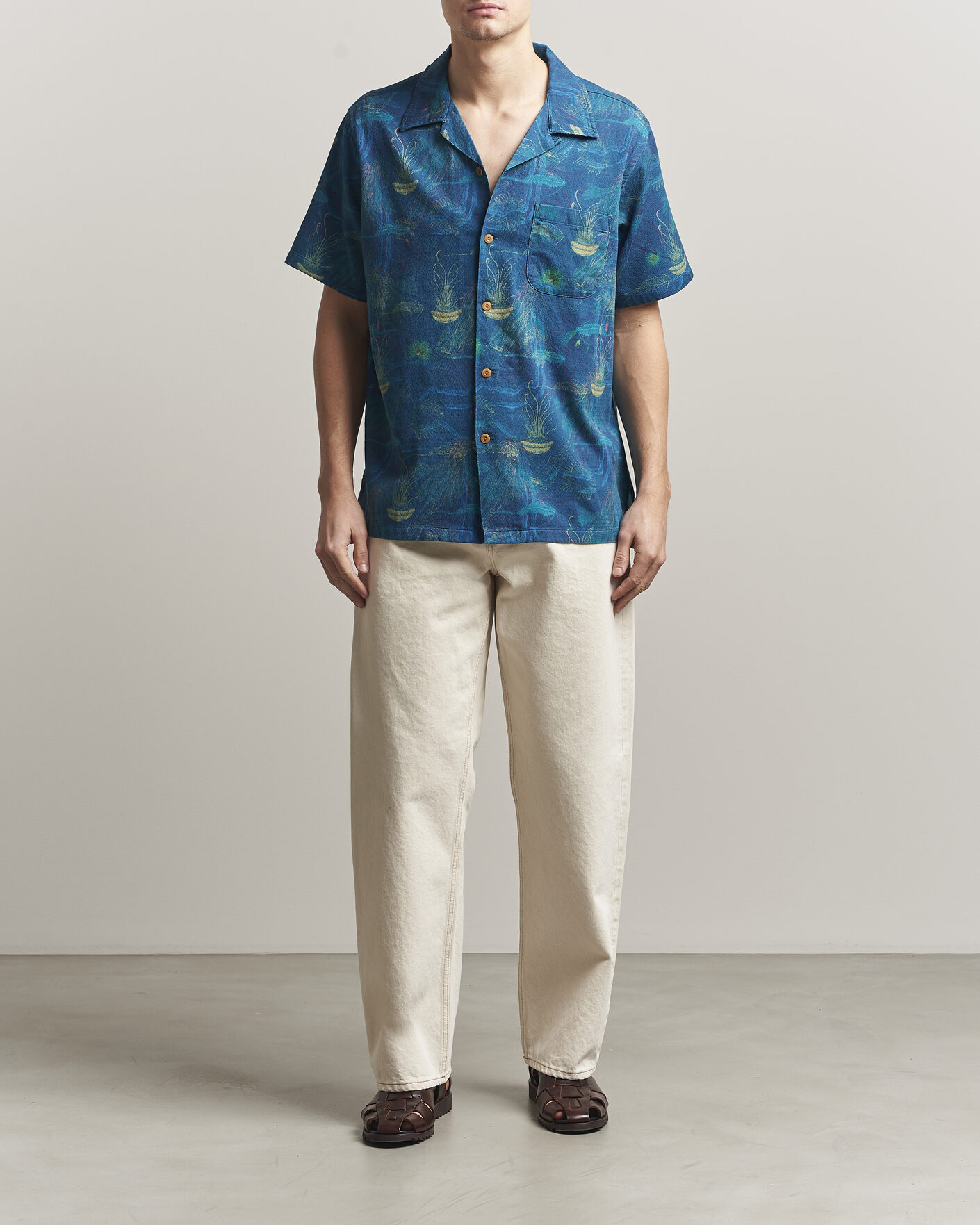 Mies | Kauluspaidat | Nudie Jeans | Arvid Hawaii Shirt Deep Sea