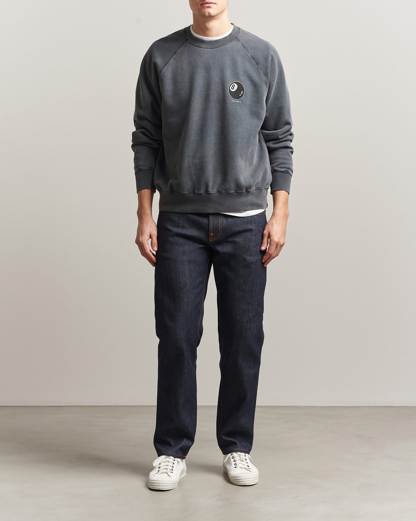 Mies | Puserot | Nudie Jeans | Palle Printed Crew Neck Sweatshirt Antracite