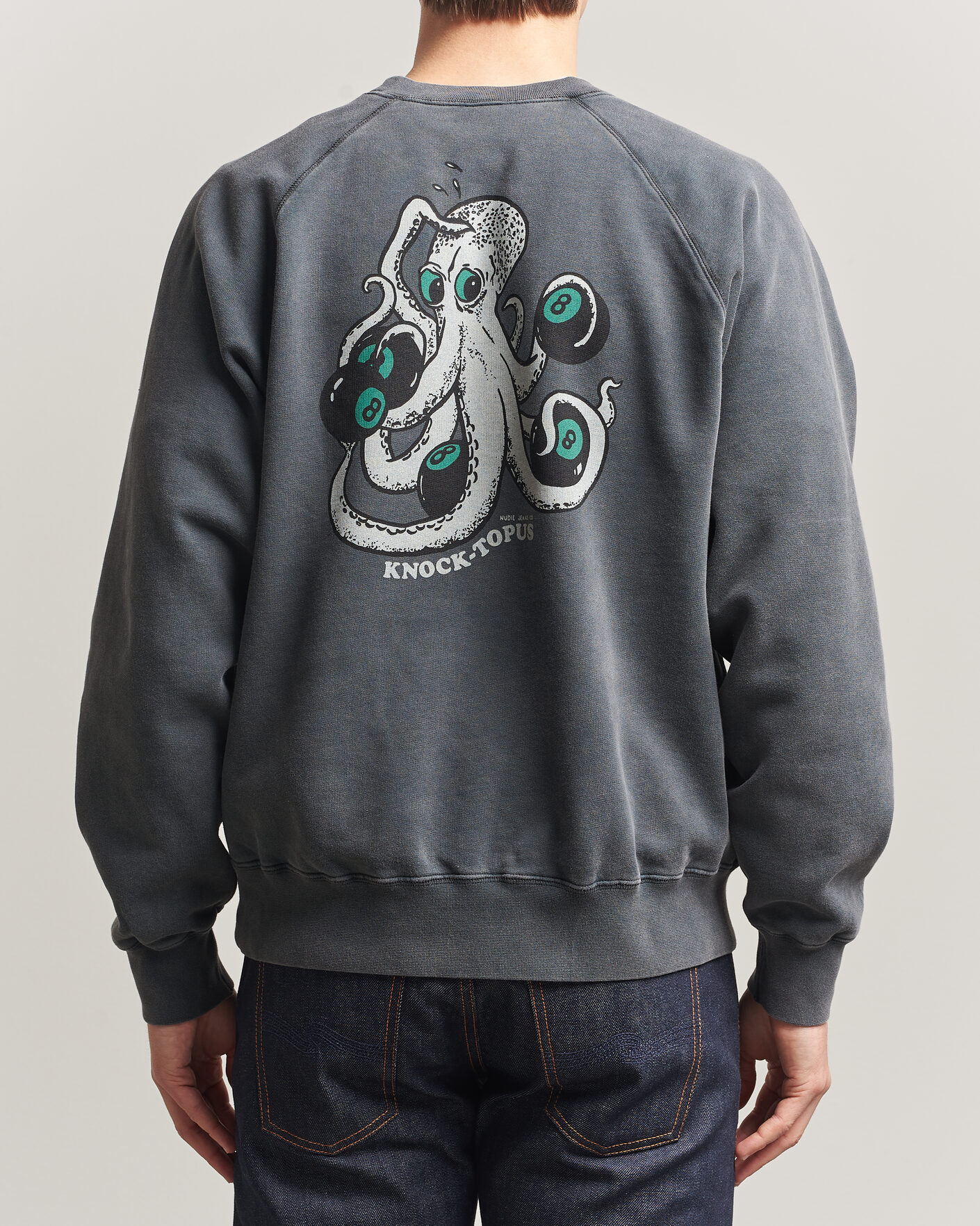 Mies | Puserot | Nudie Jeans | Palle Printed Crew Neck Sweatshirt Antracite