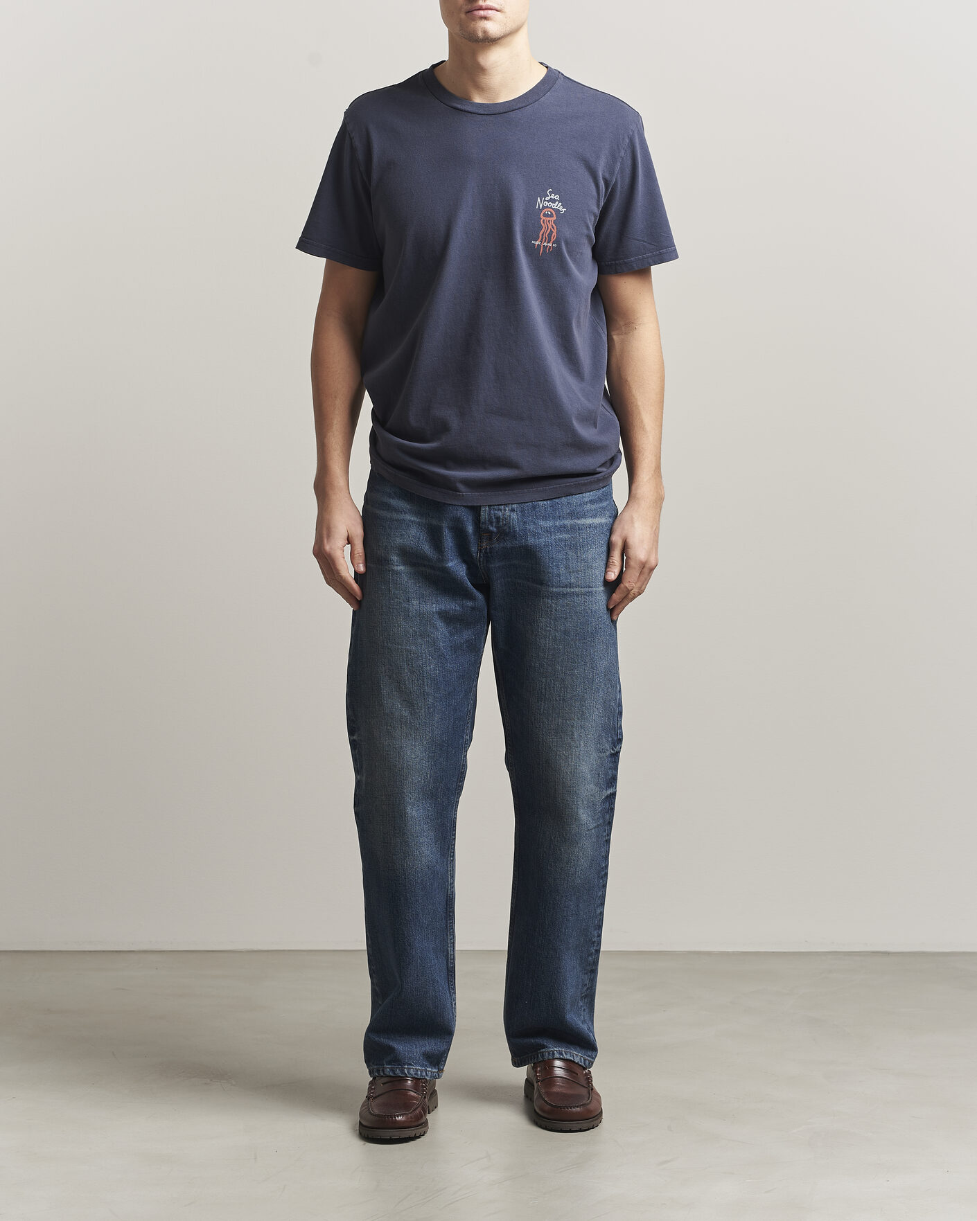 Mies | T-paidat | Nudie Jeans | Roy Printed T-Shirt Dark Blue