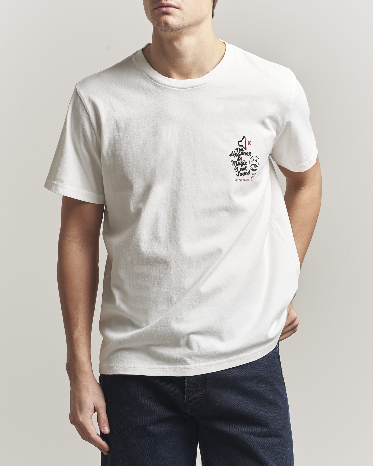 Mies | T-paidat | Nudie Jeans | Roy Printed T-Shirt Chalk White