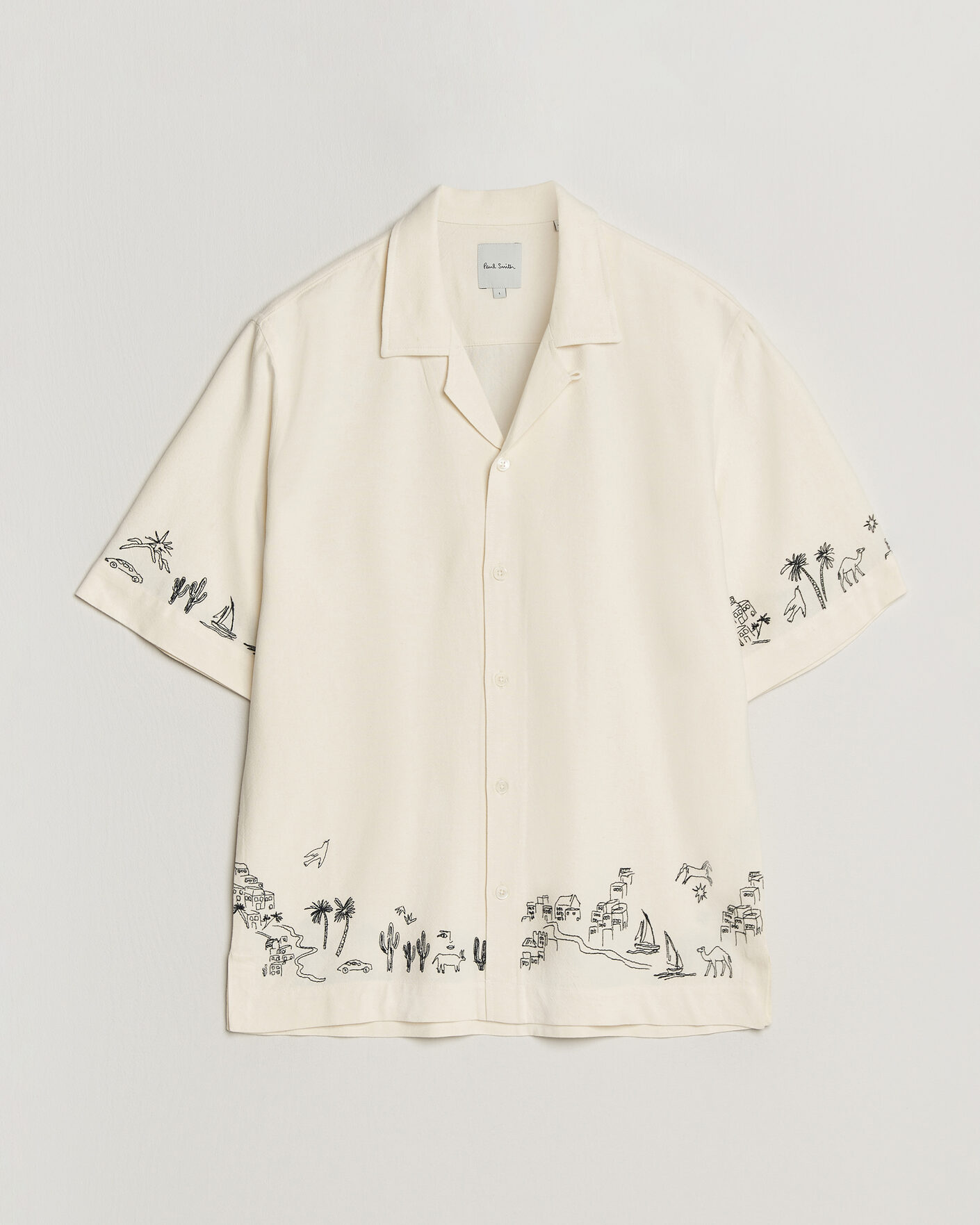 Mies | Kauluspaidat | Paul Smith | Embroidered Short Sleeve Shirt White
