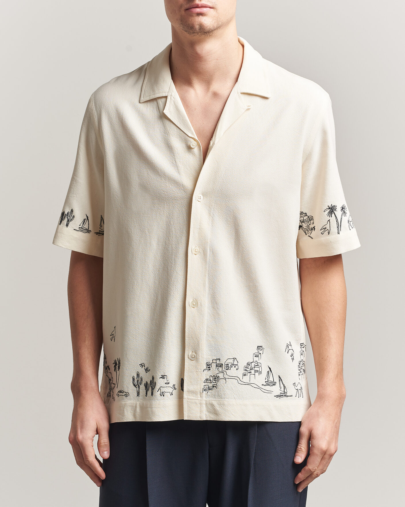 Mies | Kauluspaidat | Paul Smith | Embroidered Short Sleeve Shirt White