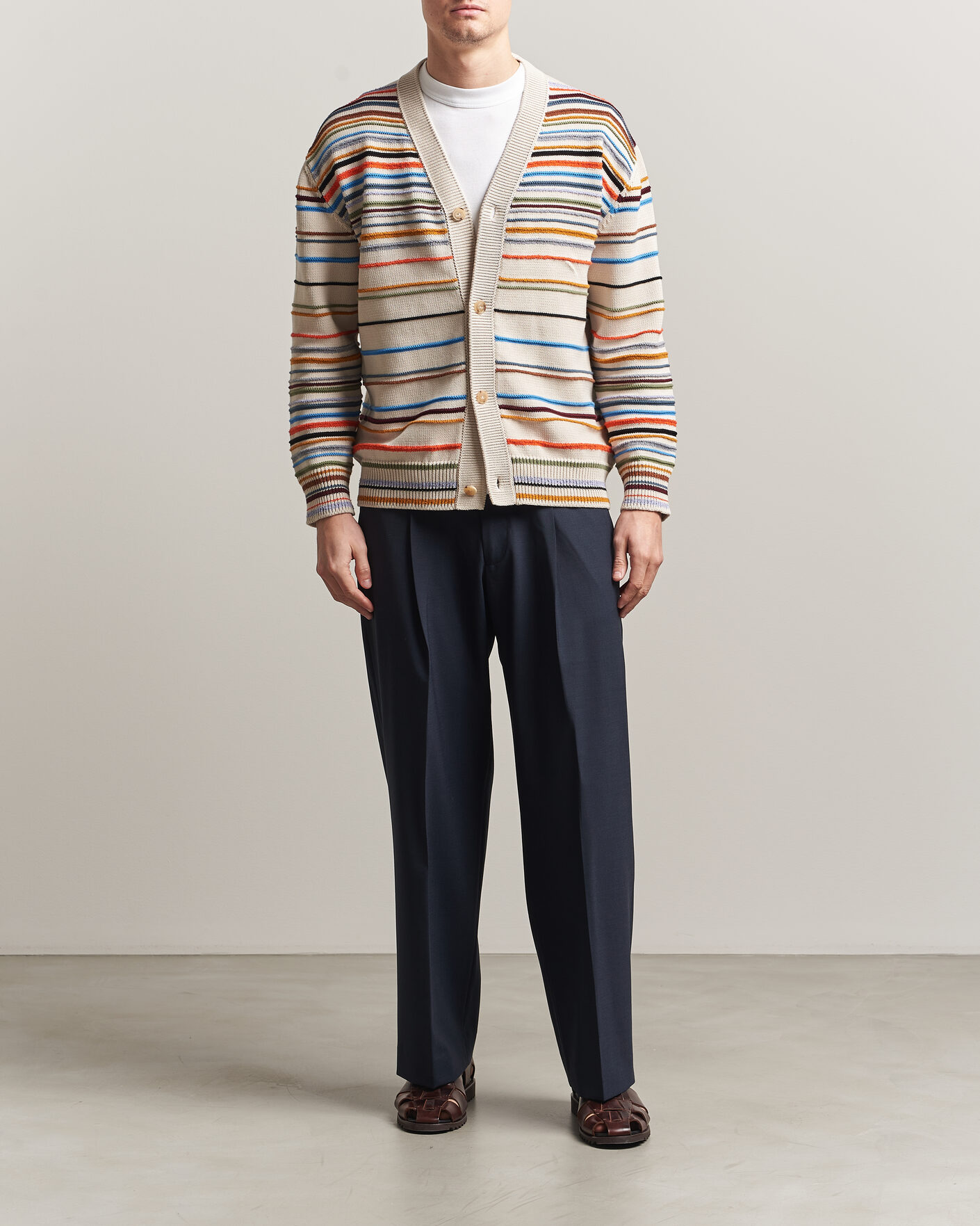 Mies | Puserot | Paul Smith | Signature Stripe Knitted Cardigan White