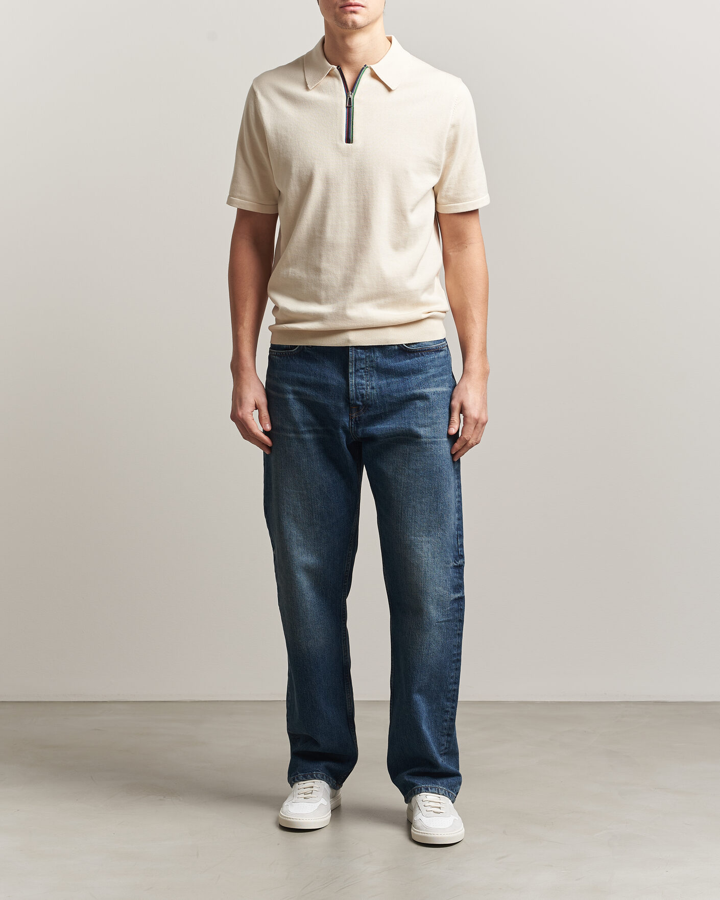 Mies | Pikeet | PS Paul Smith | Cotton Knitted Half Zip Polo Off White