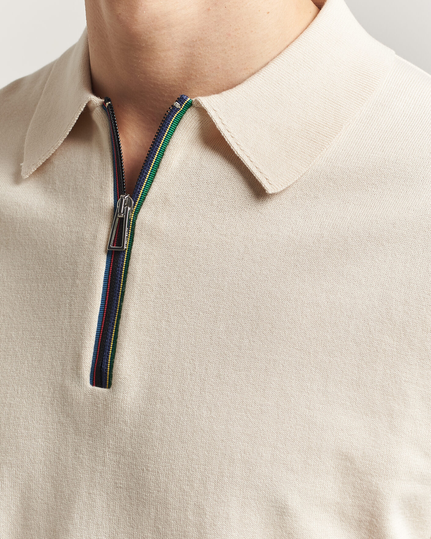 Mies | Pikeet | PS Paul Smith | Cotton Knitted Half Zip Polo Off White