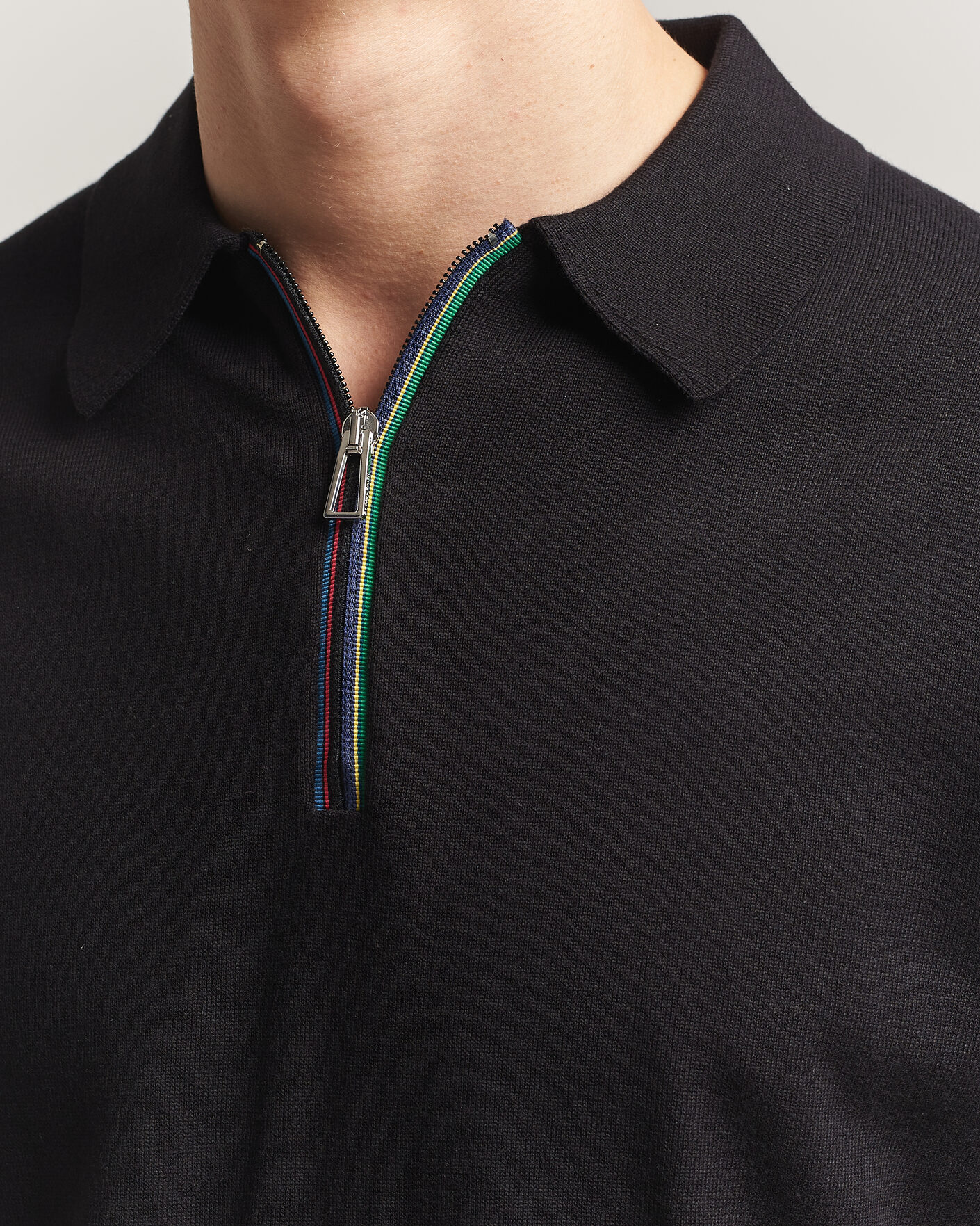Mies | Pikeet | PS Paul Smith | Cotton Knitted Half Zip Polo Black