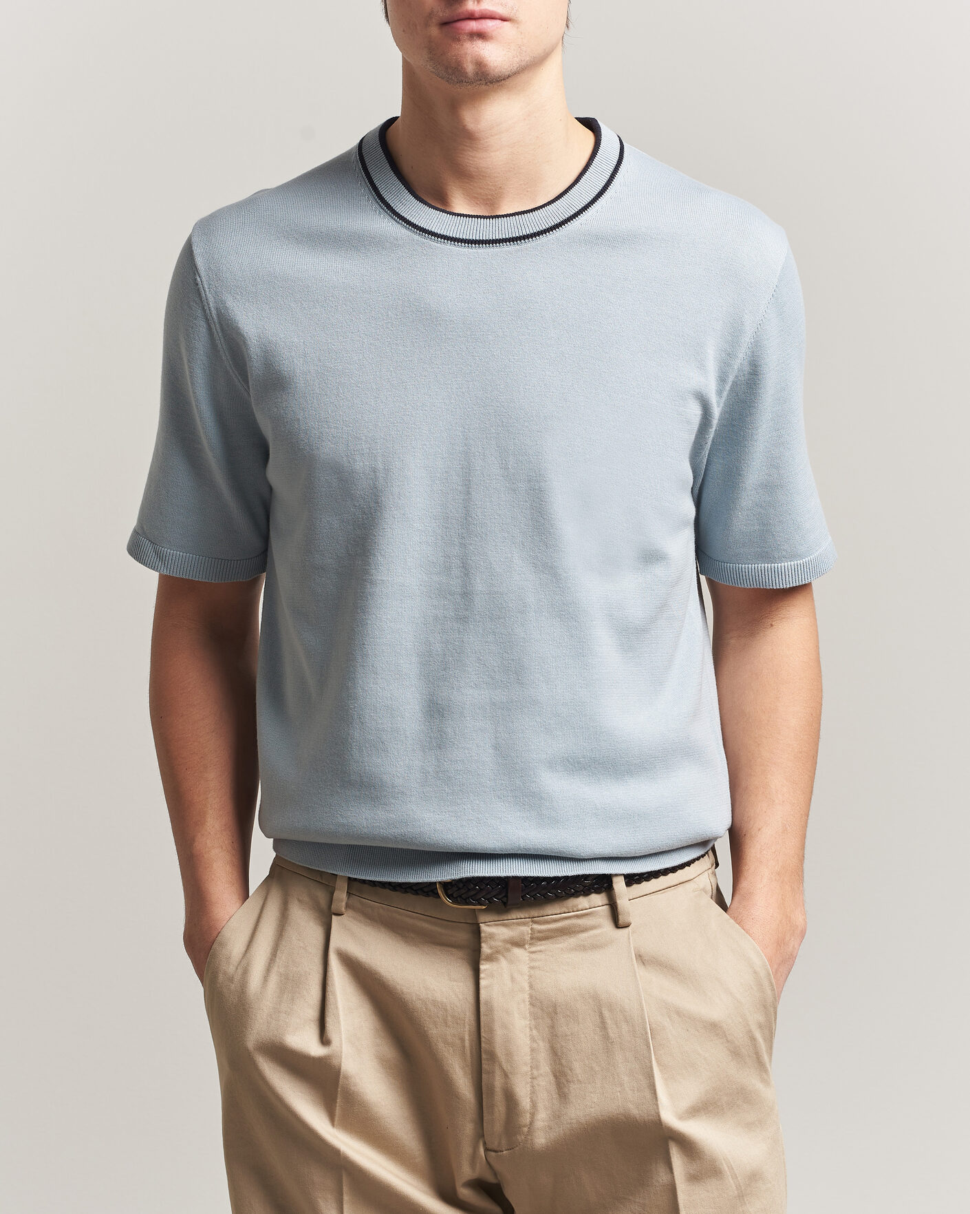 Mies | T-paidat | PS Paul Smith | Cotton Knitted T-Shirt Light Blue