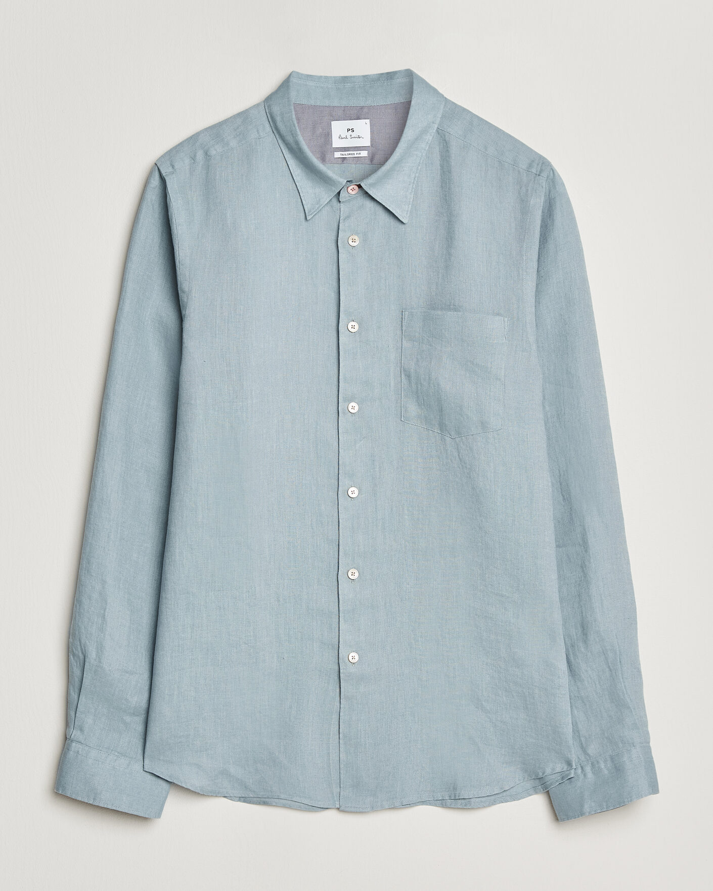 Mies | Kauluspaidat | PS Paul Smith | Tailored Fit Linen Shirt Light Blue