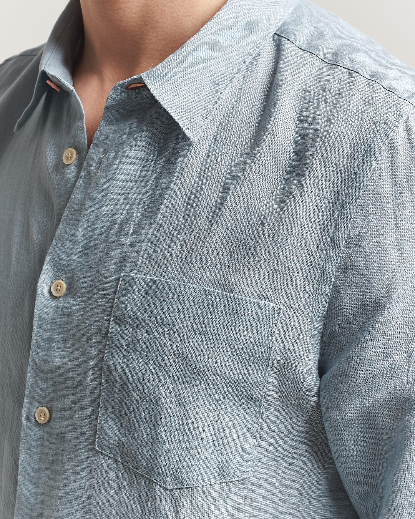 Mies | Kauluspaidat | PS Paul Smith | Tailored Fit Linen Shirt Light Blue